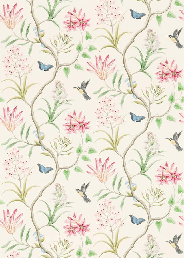 Floraland Bird Pattern Wallpaper Wallpaper