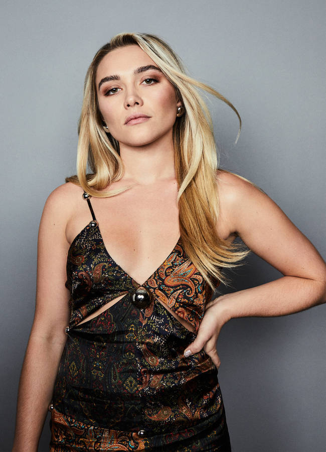 Florence Pugh Striking A Pose At The Wrap Event Wallpaper