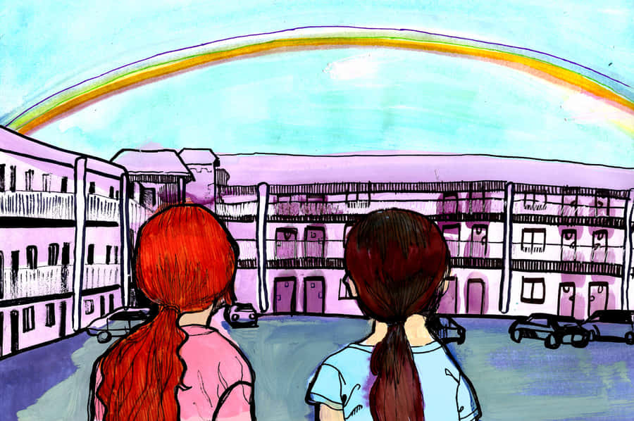 Florida Project Rainbow Over Motel Artwork Wallpaper