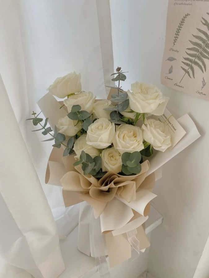 Flowers White Rose Aesthetic Bouquet Wallpaper