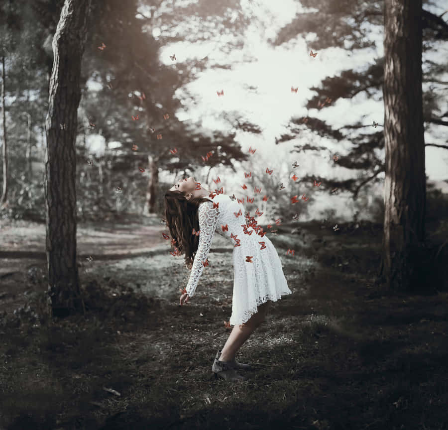 Flowy And Elegant Butterfly Dress Wallpaper