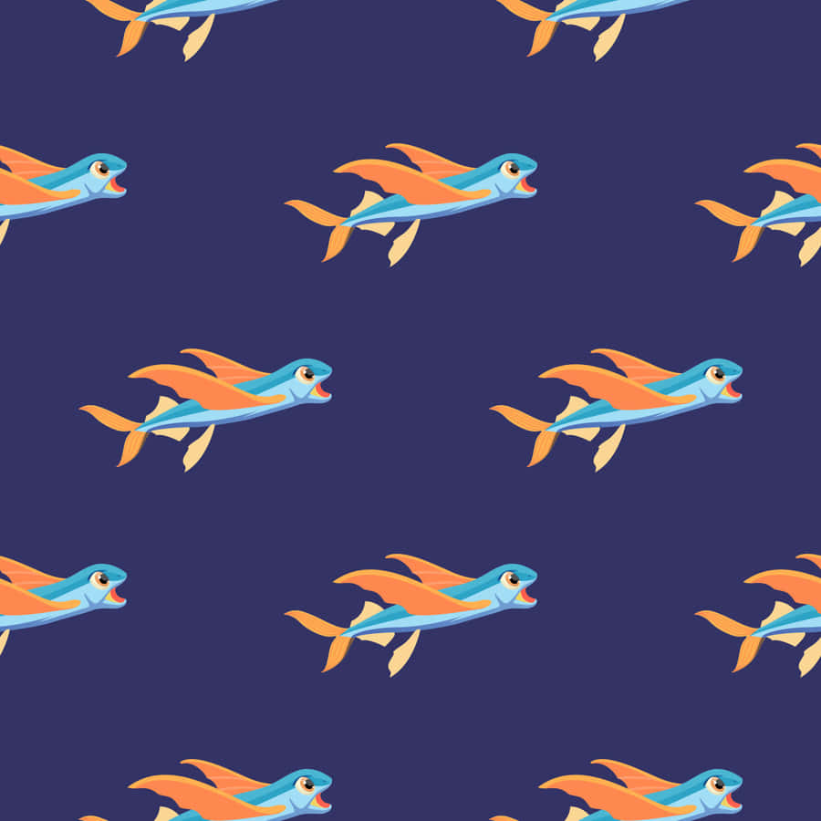 Flying Fish Pattern Blue Background Wallpaper