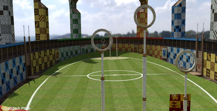 Flying On The Hedwig Owl Over The Hogwarts Quidditch Pitch Wallpaper