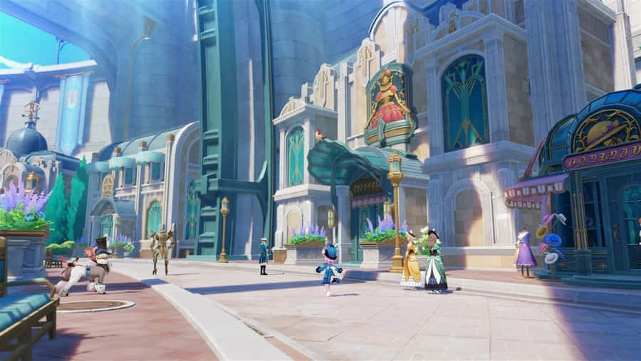 Fontaine Cityscape Artwork Wallpaper