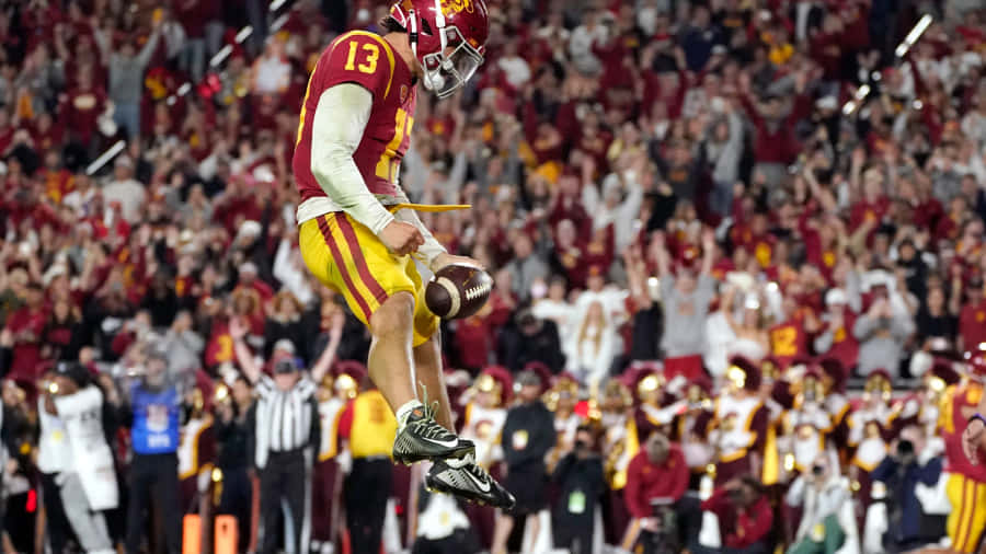 Football Kicker Mid Action Crowd Background Wallpaper