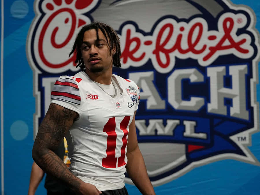 Football Playerat Peach Bowl Event Wallpaper