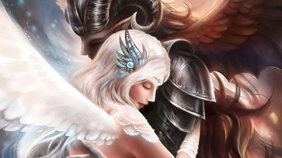 Forbidden Love Angel And Demon Wallpaper