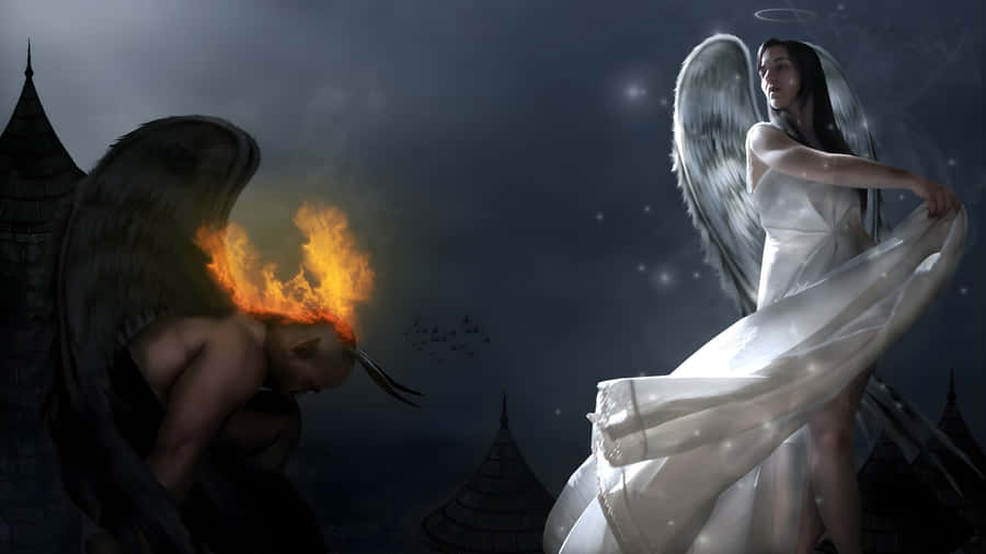 Forbidden Love Angel And Demon Wallpaper