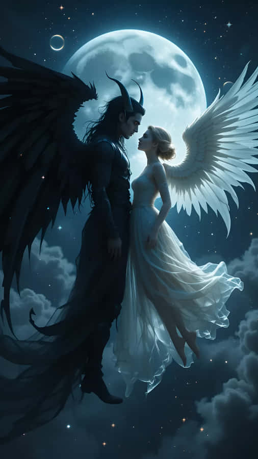 Forbidden Love Angel And Demon Wallpaper
