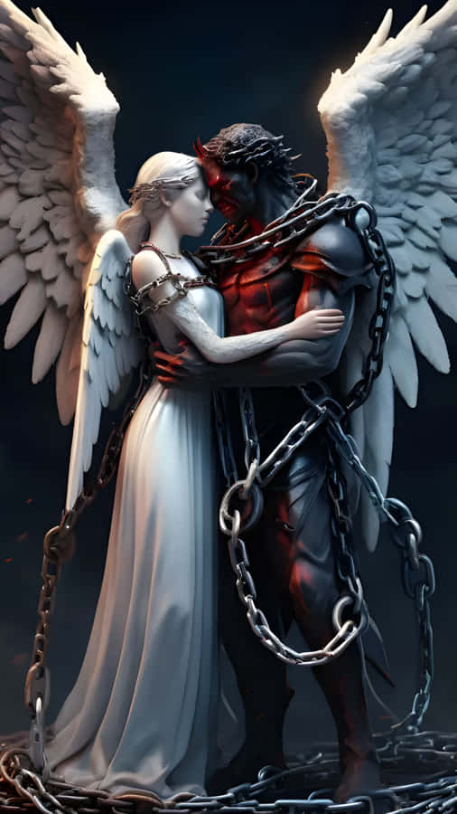Forbidden Love Angel And Demon Wallpaper