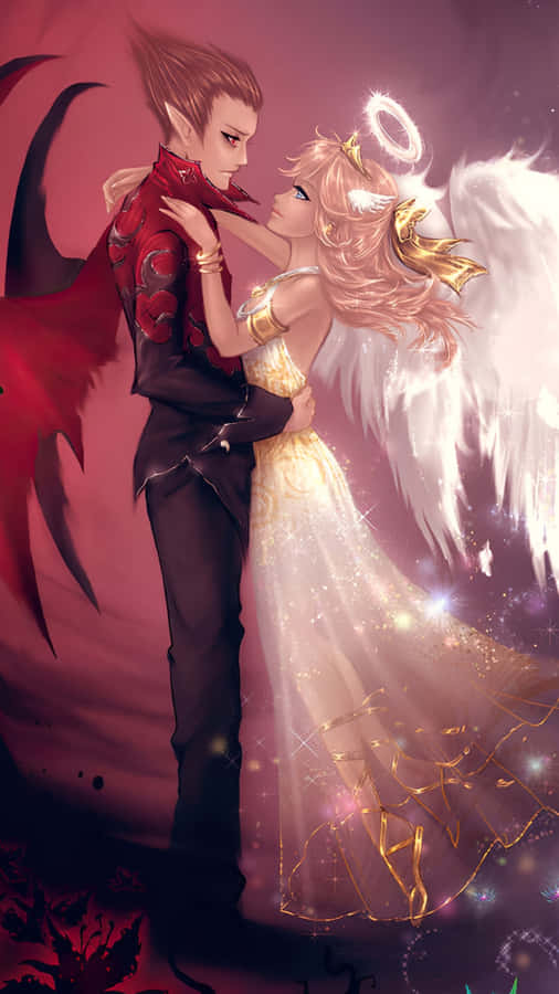 Forbidden Love Angel And Demon Wallpaper