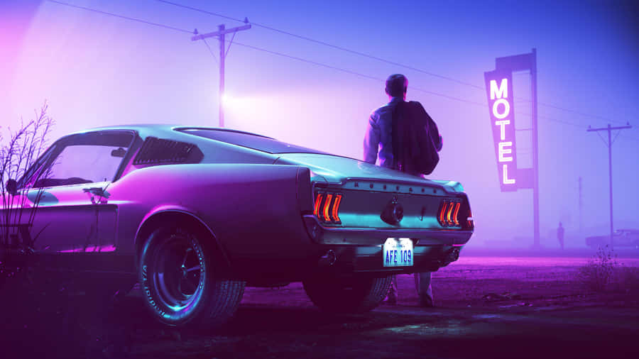 Ford Mustang Purple Aesthetic Laptop Wallpaper
