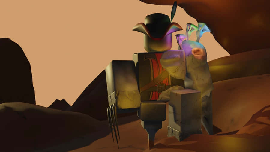 Forsaken Roblox Character Sitting On Chair Wallpaper