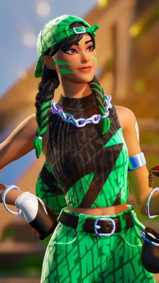 Fortnite Green Outfit Character Wallpaper