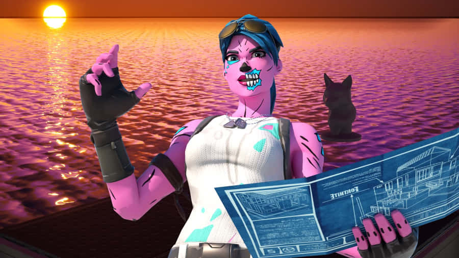 Fortnite Pink Ghoul Trooper Sunset Blueprints Wallpaper