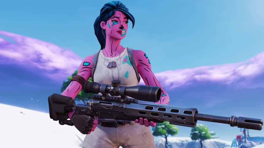 Fortnite Pink Ghoul Trooper With Sniper Wallpaper