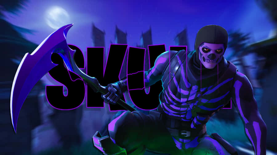 Fortnite Skull - A Purple Skeleton With A Scythe Wallpaper