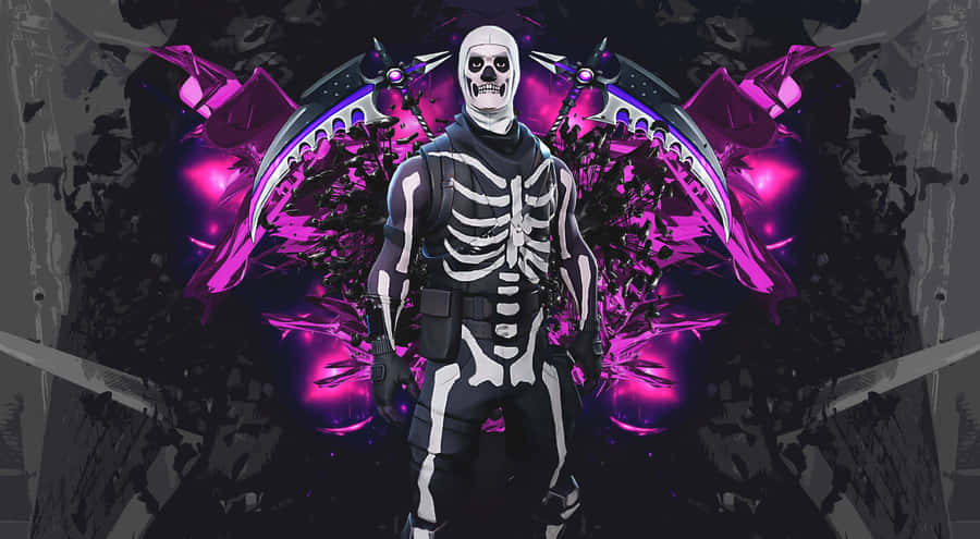 Fortnite Skull Trooper Wings Glow Wallpaper