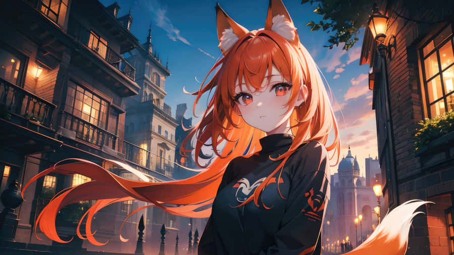 Fox Girl At Sunset Wallpaper