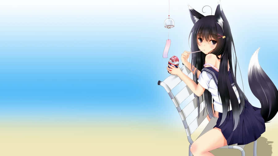 Fox Girl At The Beach Wallpaper