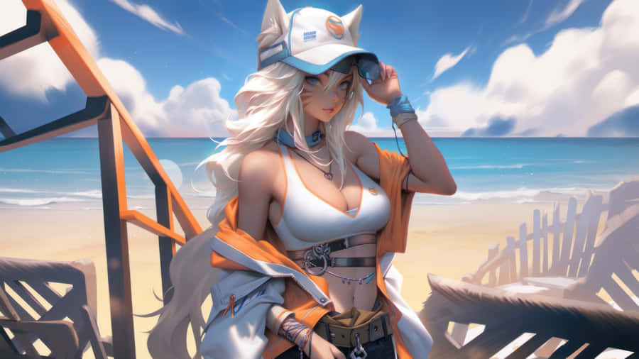 Fox Girl At The Beach Wallpaper