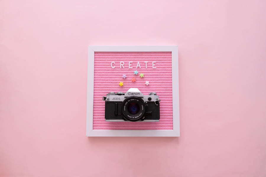 Framed Camera Aesthetic Pink Desktop Wallpaper