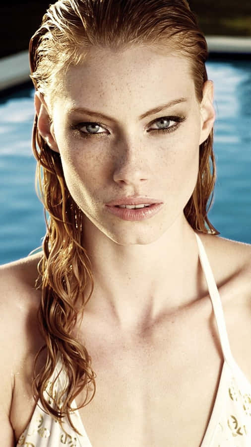 Freckled Beauty Swimwear Portrait Wallpaper