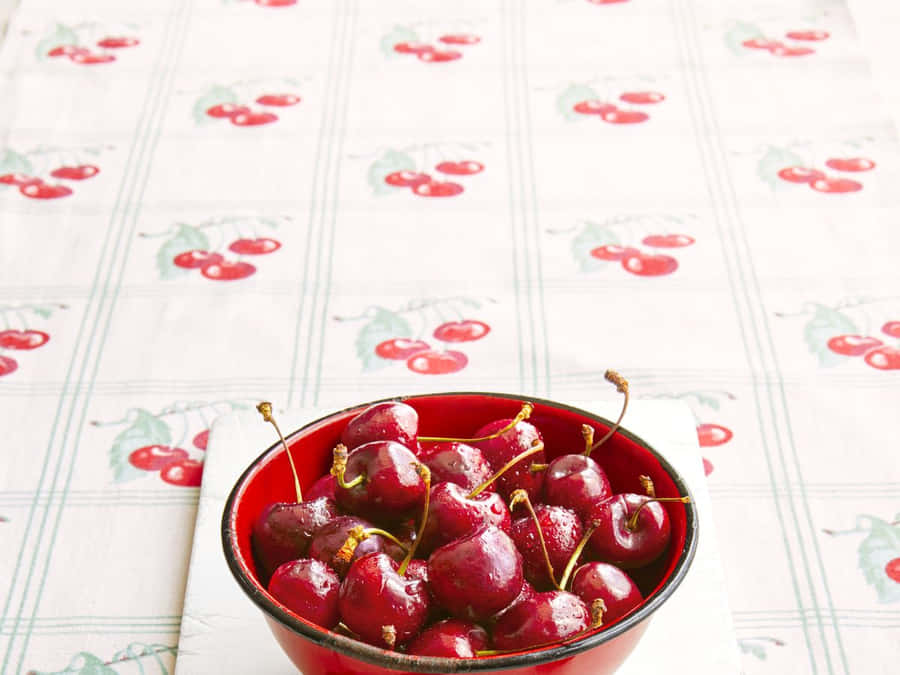 Fresh And Vibrant Red Cherries Wallpaper