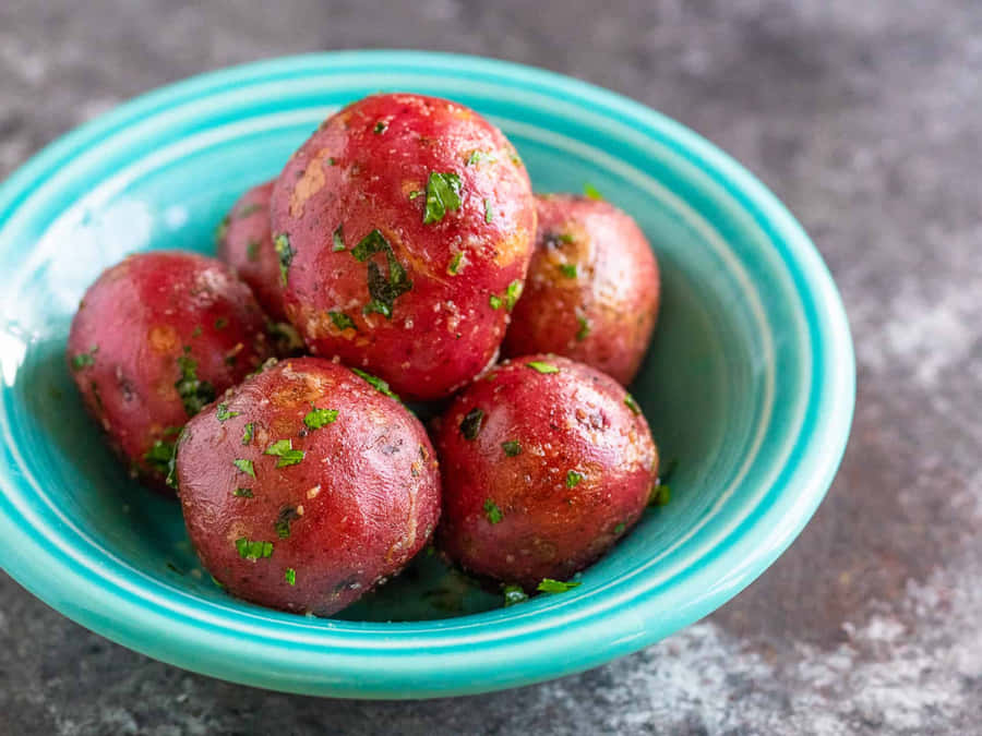Fresh Red Potatoes In A Basket Wallpaper