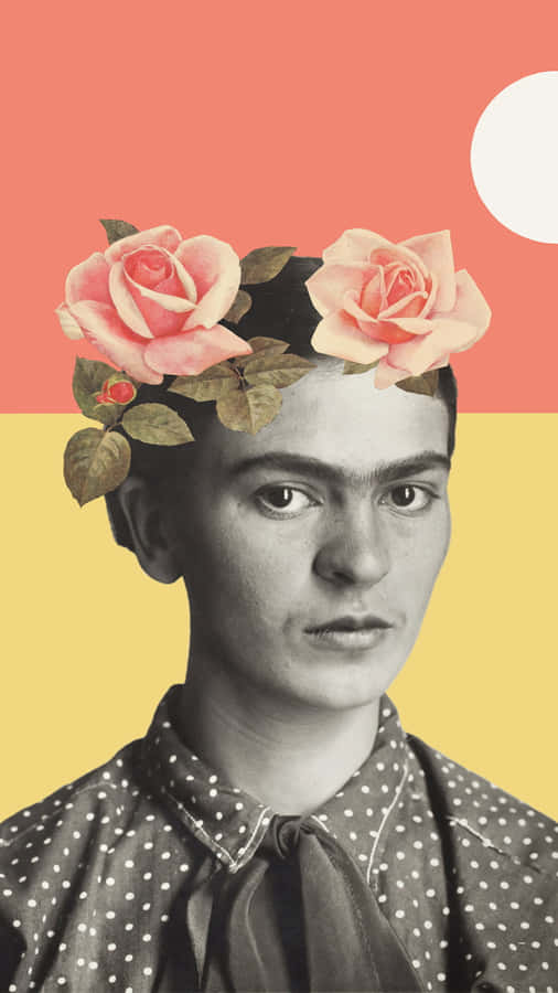 Frida Kahlo - A Portrait Of A Woman With Roses On Her Head Wallpaper