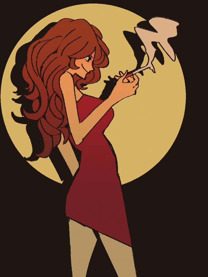 Fujiko Mine Silhouette Smoking Wallpaper