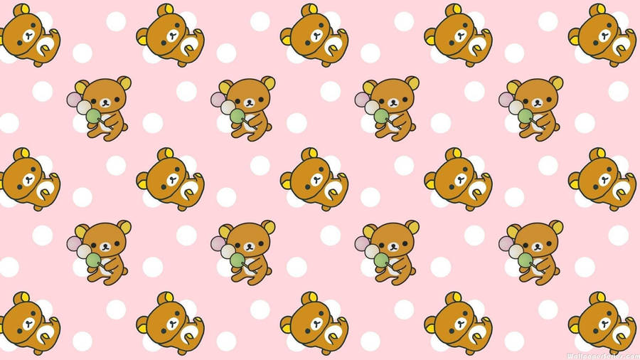 Fun And Whimsical Pink Rilakkuma Pattern Wallpaper