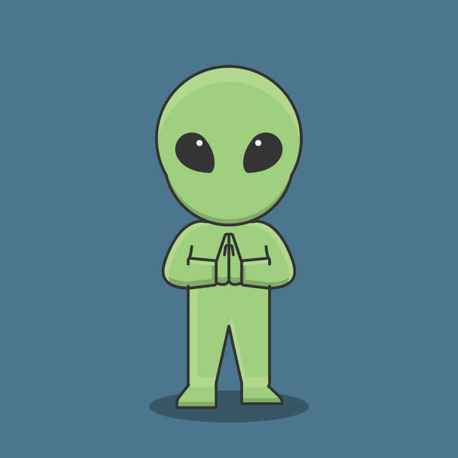 Funky Cartoon Alien Jamming To Galactic Beats Wallpaper