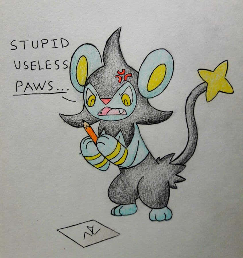 Funny Luxio Pokemon Paper Drawing Wallpaper