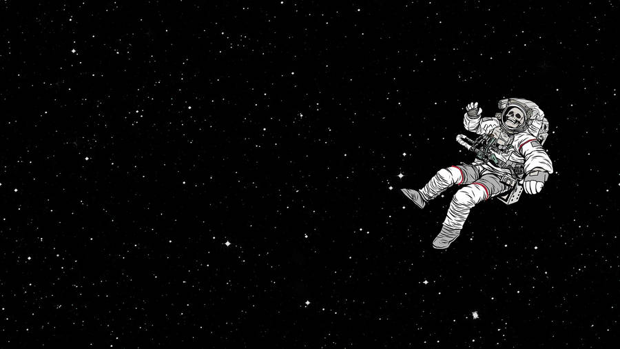 Funny Skeleton Astronaut Waving Hand Wallpaper
