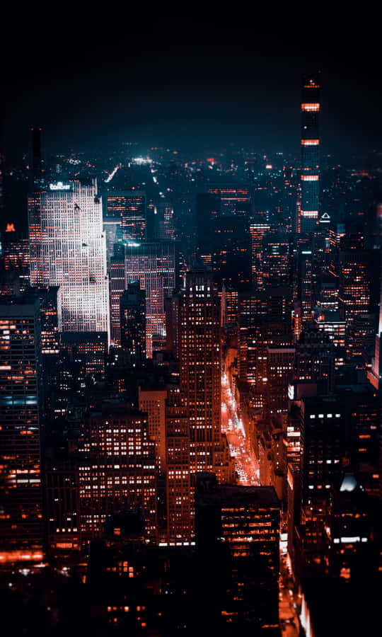 Futuristic 3d City Skyline At Night Wallpaper