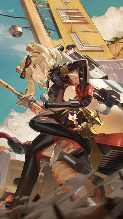 Futuristic Anime Warrior Wallpaper