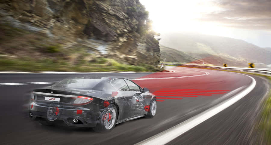 Futuristic Car Dashboard And Steering Wheel Wallpaper