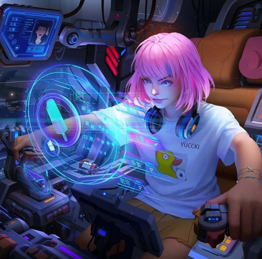 Futuristic Gamer Girl Pfp Wallpaper