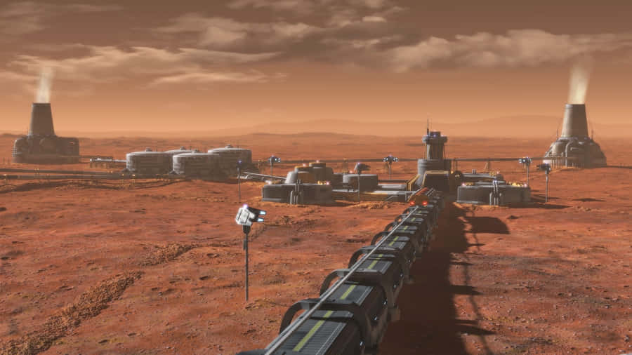 Futuristic Human Colony On Mars Wallpaper
