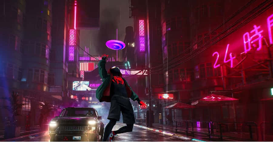 Futuristic Neon City Skyline Wallpaper