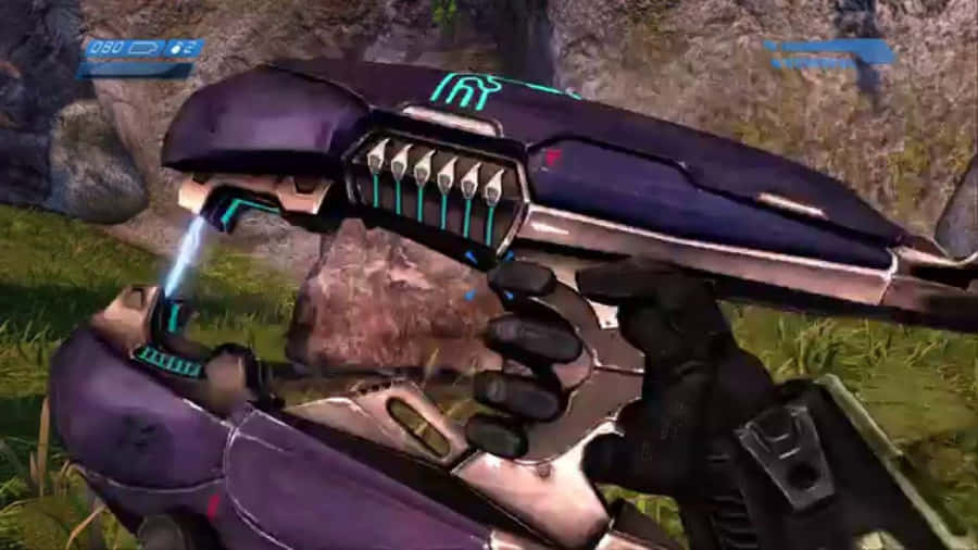 Futuristic Plasma Rifle In Action Wallpaper