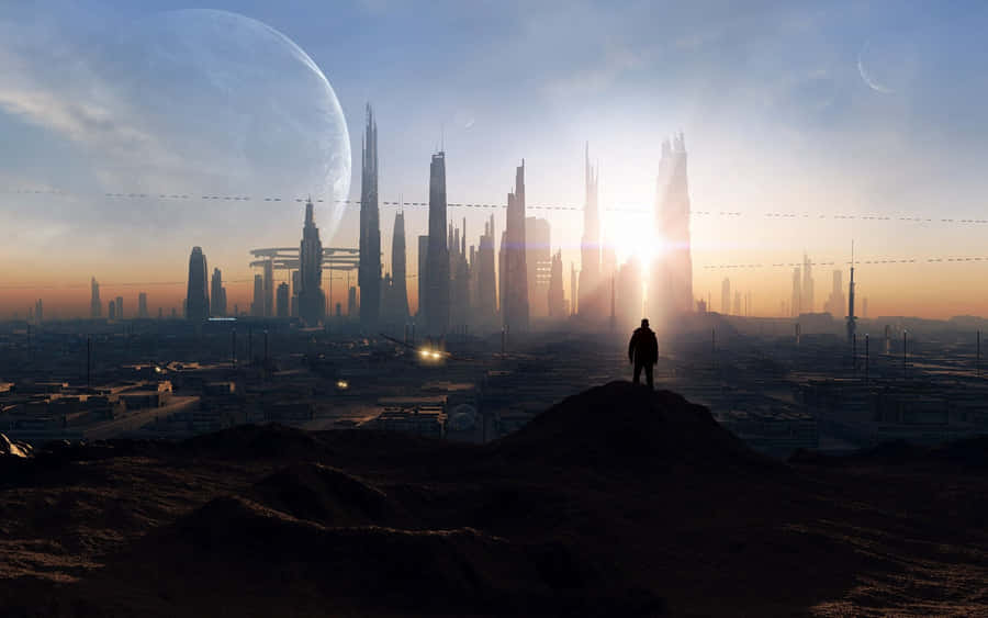 Futuristic Space Cityscape Wallpaper