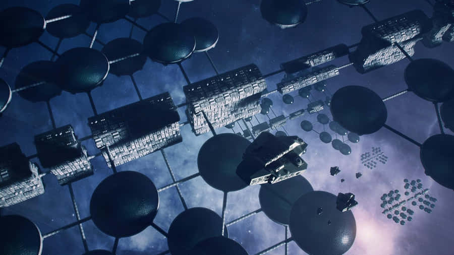 Futuristic Space Station Orbiting Earth Wallpaper