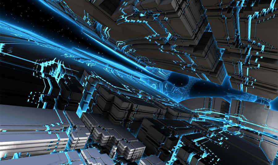 Futuristic Space Station Orbiting Earth Wallpaper