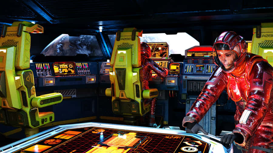 Futuristic Spacecraft Control Room Wallpaper