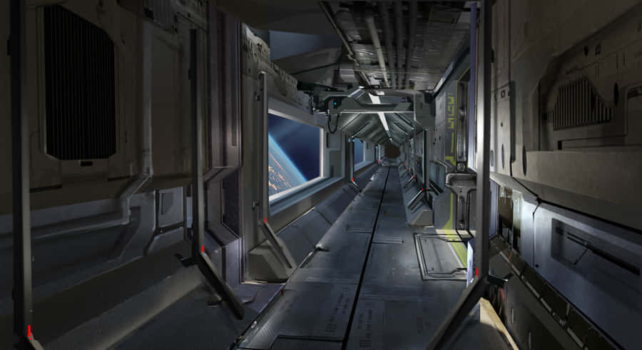 Futuristic Spaceship Interior Wallpaper
