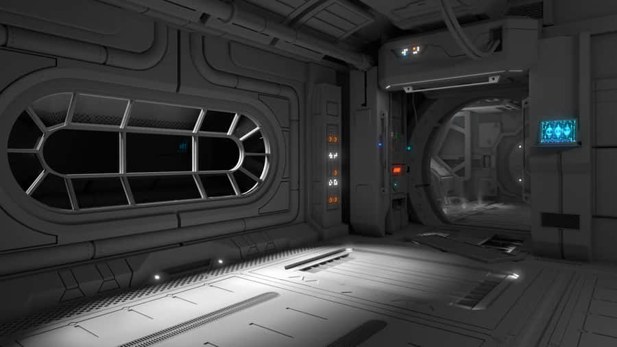 Futuristic Spaceship Interior Wallpaper