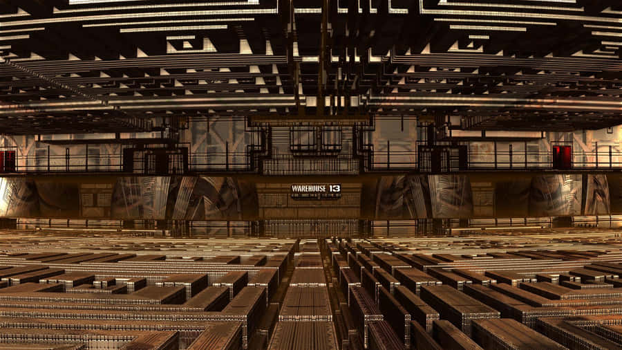 Futuristic Warehouse Interior Wallpaper