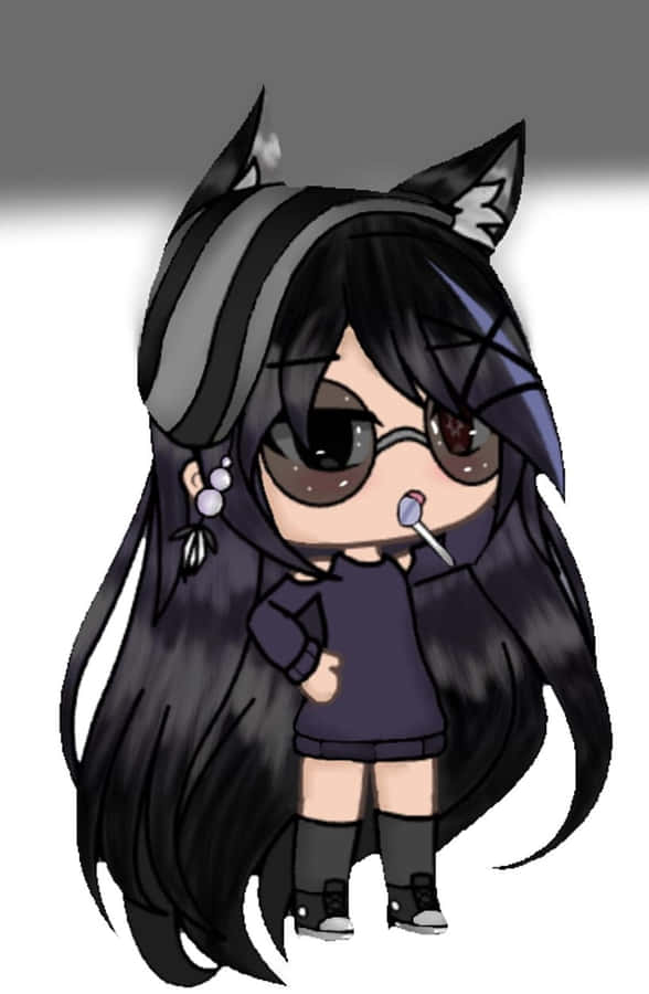 Gacha Life Characterwith Cat Earsand Sunglasses Wallpaper
